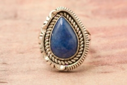 Artie Yellowhorse Genuine Denim Lapis Sterling Silver Navajo Ring